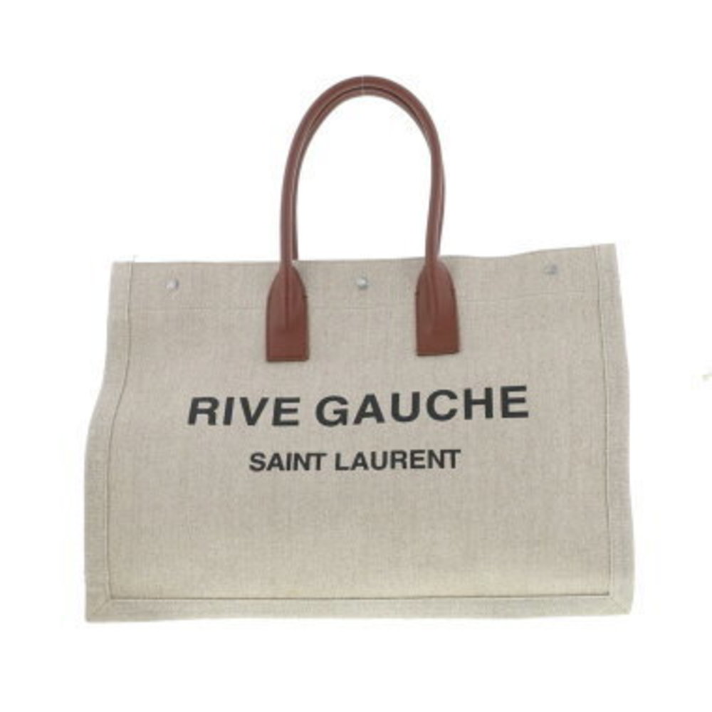 Saint Laurent Rive Gauche Canvas Leather Tote Bag